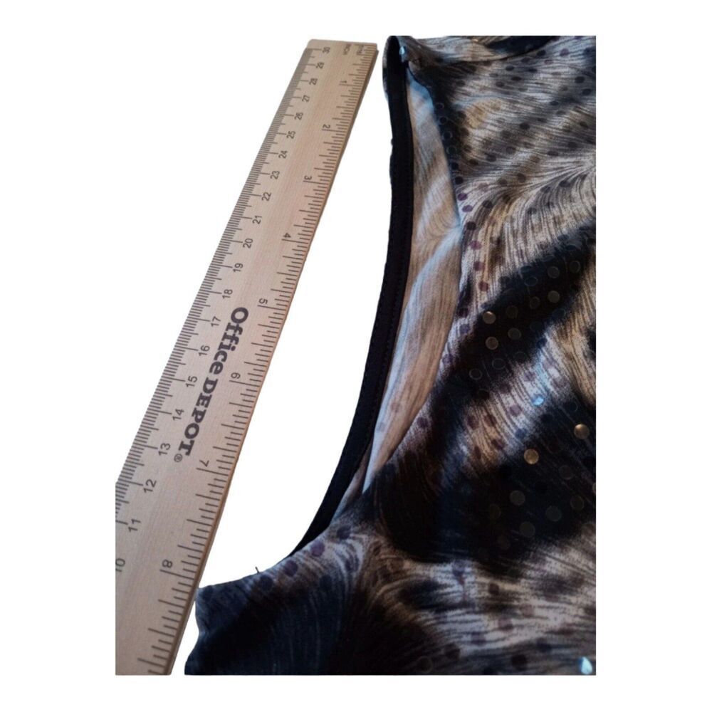 Alfani Shimmer Sparkle Zebra Print Draped Front Sleeveless Party Blouse M Tank - Picture 9 of 11